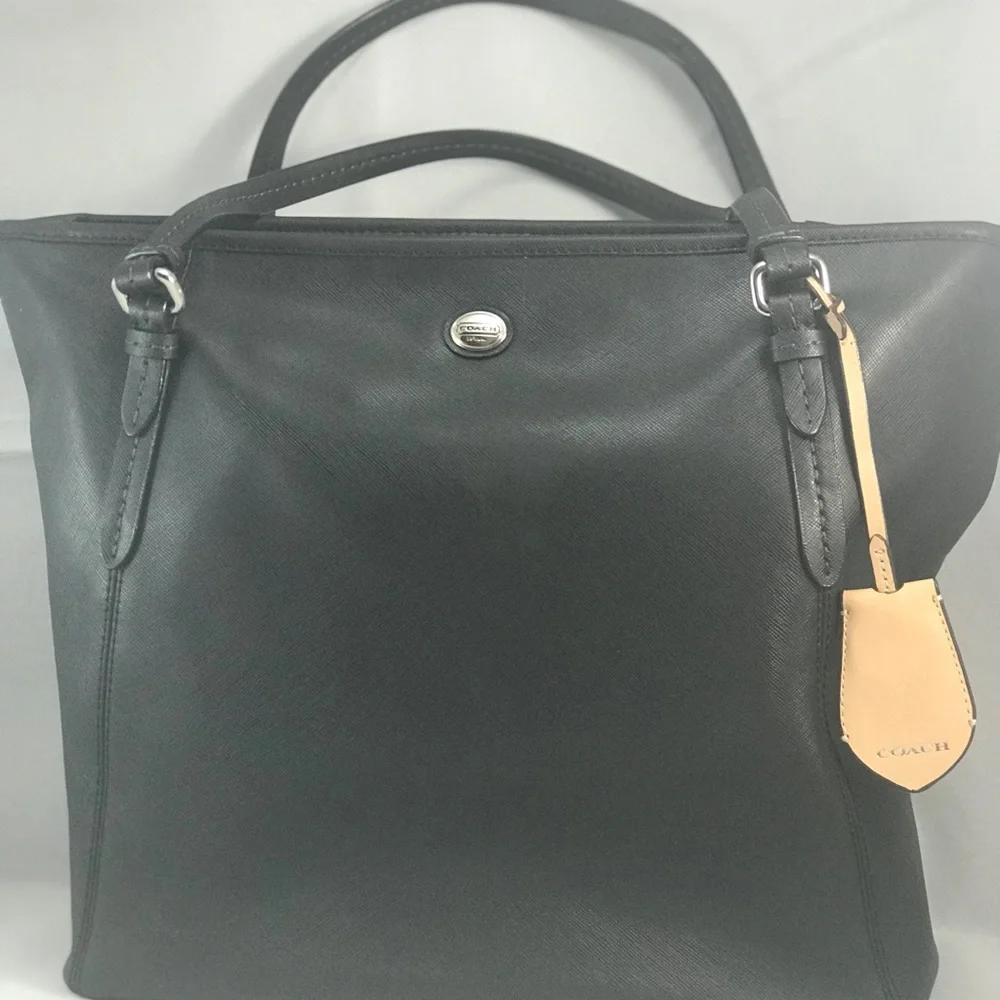 Coach Black Peyton Leather zip Top Tote - Picture 2 of 9